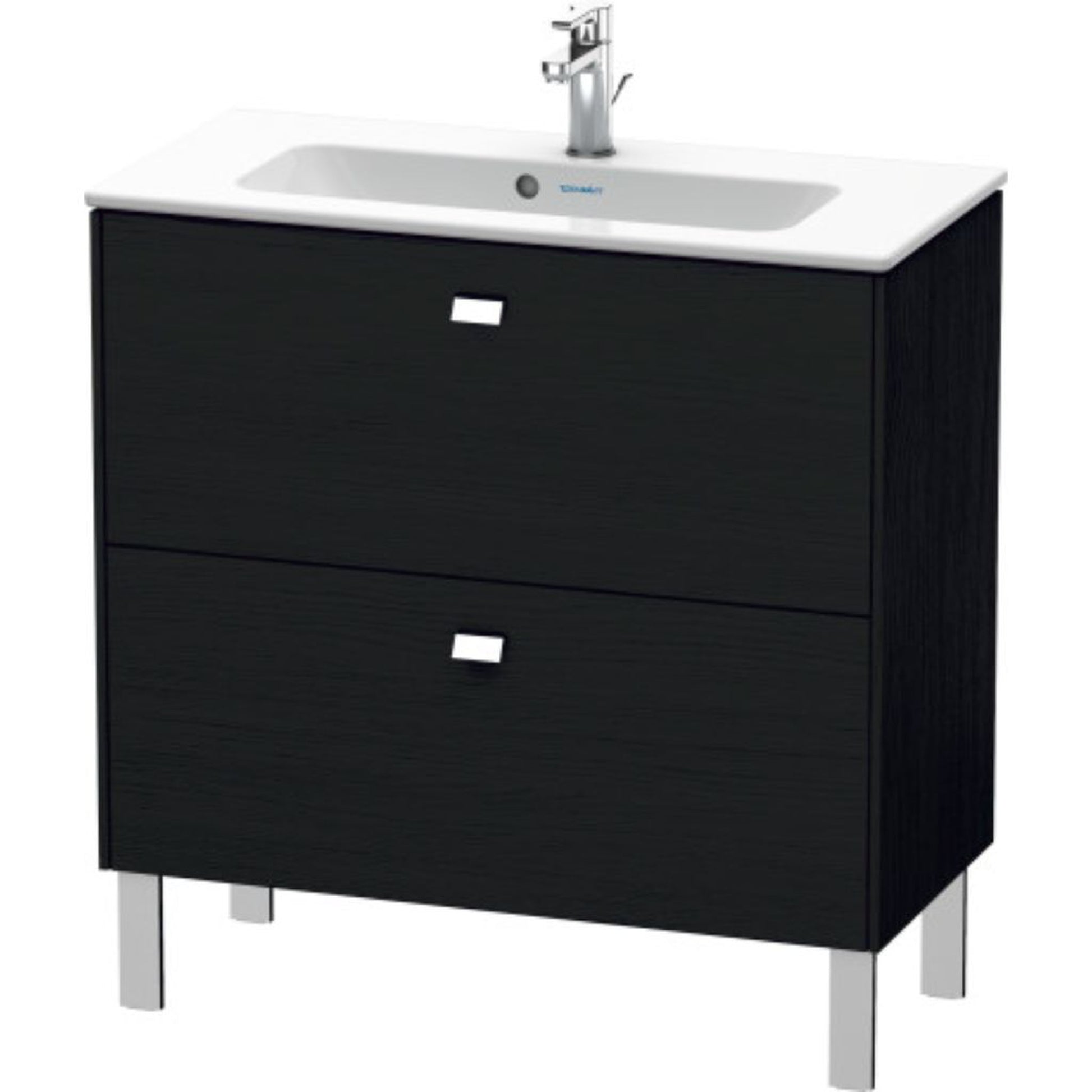 Duravit Brioso 32" x 27" x 15" Two Drawer Floor Standing Vanity Unit in Black Oak and Chrome Handle