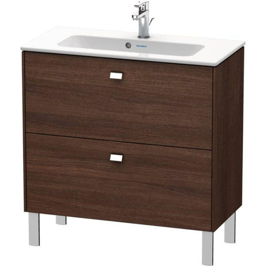 Duravit Brioso 32" x 27" x 15" Two Drawer Floor Standing Vanity Unit in Chestnut Dark and Chrome Handle