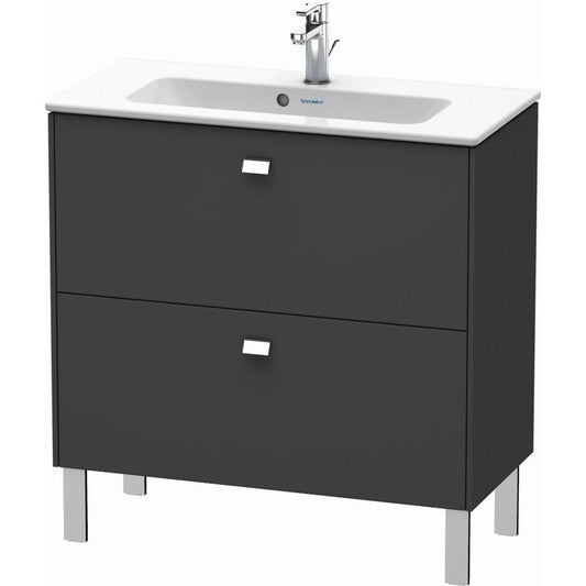 Duravit Brioso 32" x 27" x 15" Two Drawer Floor Standing Vanity Unit in Graphite Matt and Chrome Handle