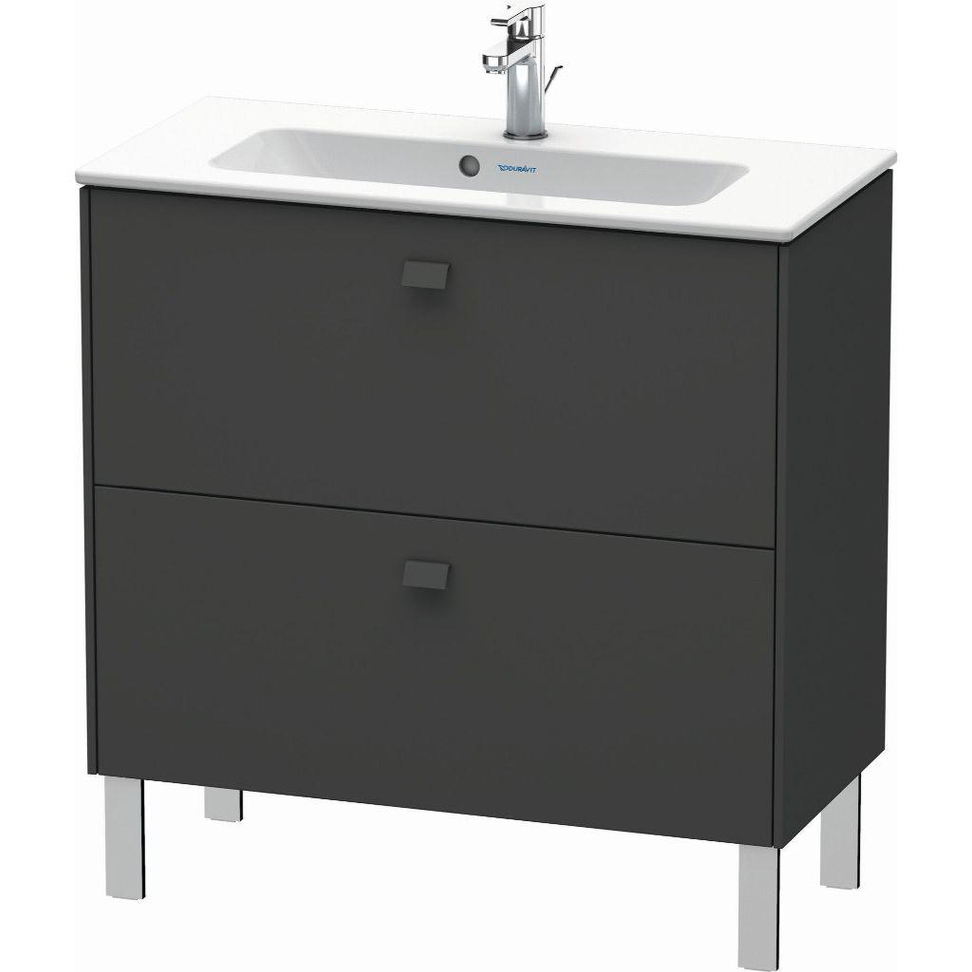 Duravit Brioso 32" x 27" x 15" Two Drawer Floor Standing Vanity Unit in Graphite Matt