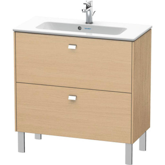 Duravit Brioso 32" x 27" x 15" Two Drawer Floor Standing Vanity Unit in Natural Oak and Chrome Handle