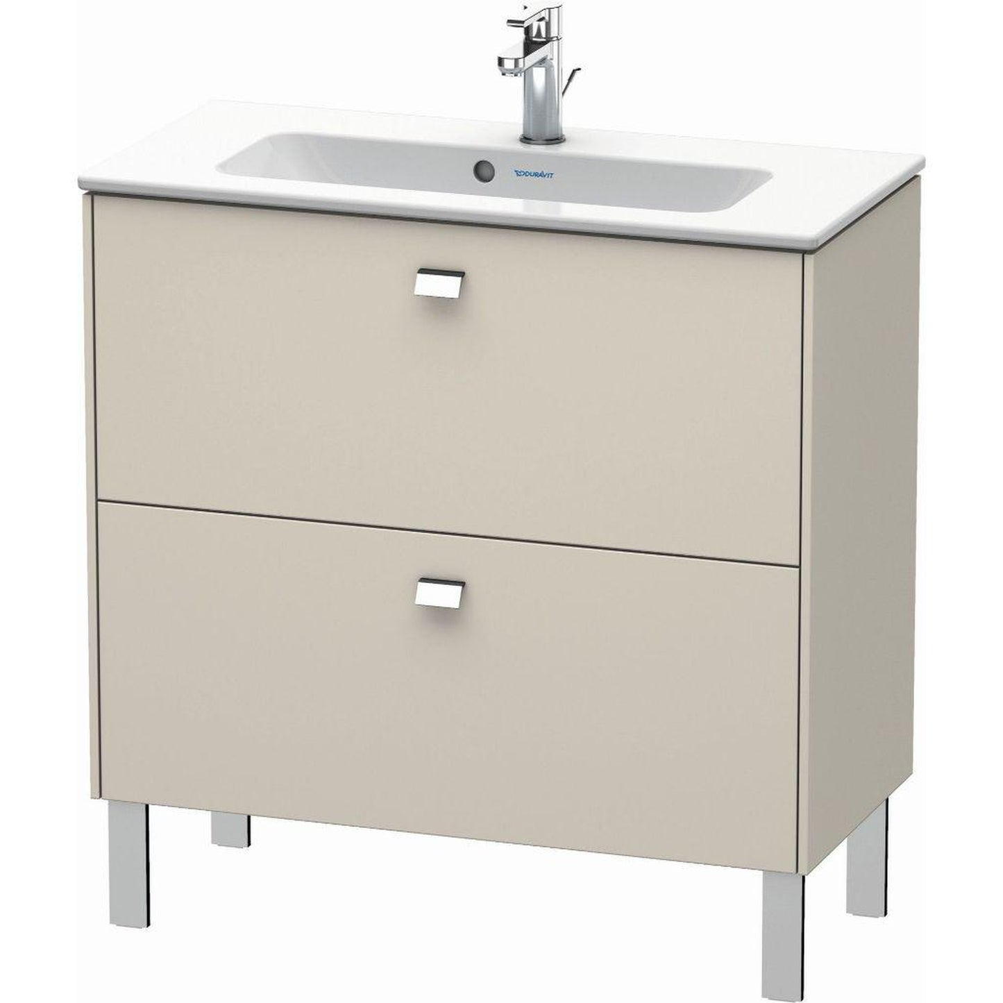 Duravit Brioso 32" x 27" x 15" Two Drawer Floor Standing Vanity Unit in Taupe and Chrome Handle