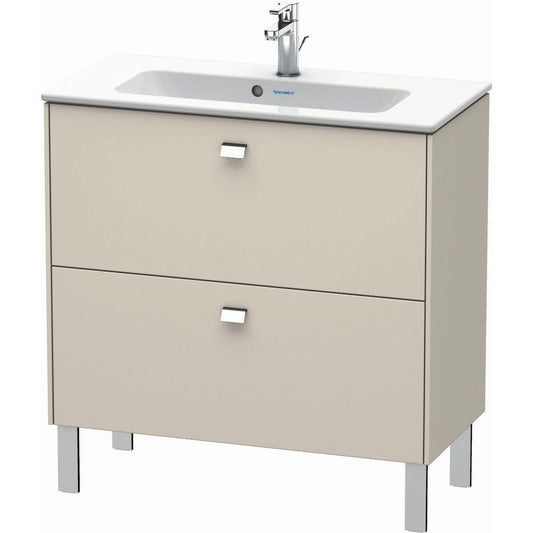 Duravit Brioso 32" x 27" x 15" Two Drawer Floor Standing Vanity Unit in Taupe and Chrome Handle