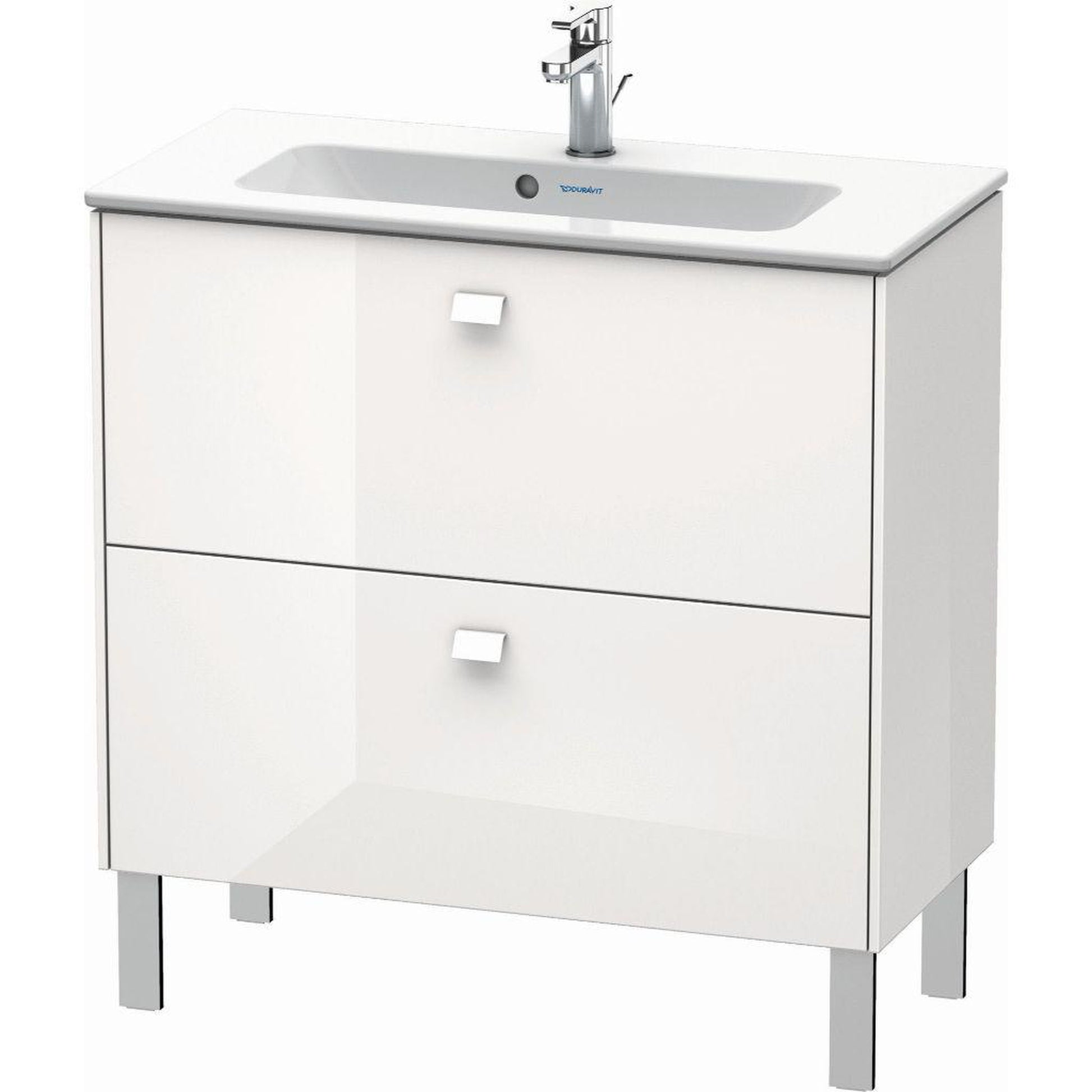 Duravit Brioso 32" x 27" x 15" Two Drawer Floor Standing Vanity Unit in White High Gloss