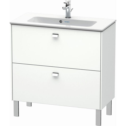 Duravit Brioso 32" x 27" x 15" Two Drawer Floor Standing Vanity Unit in White Matt and Chrome Handle
