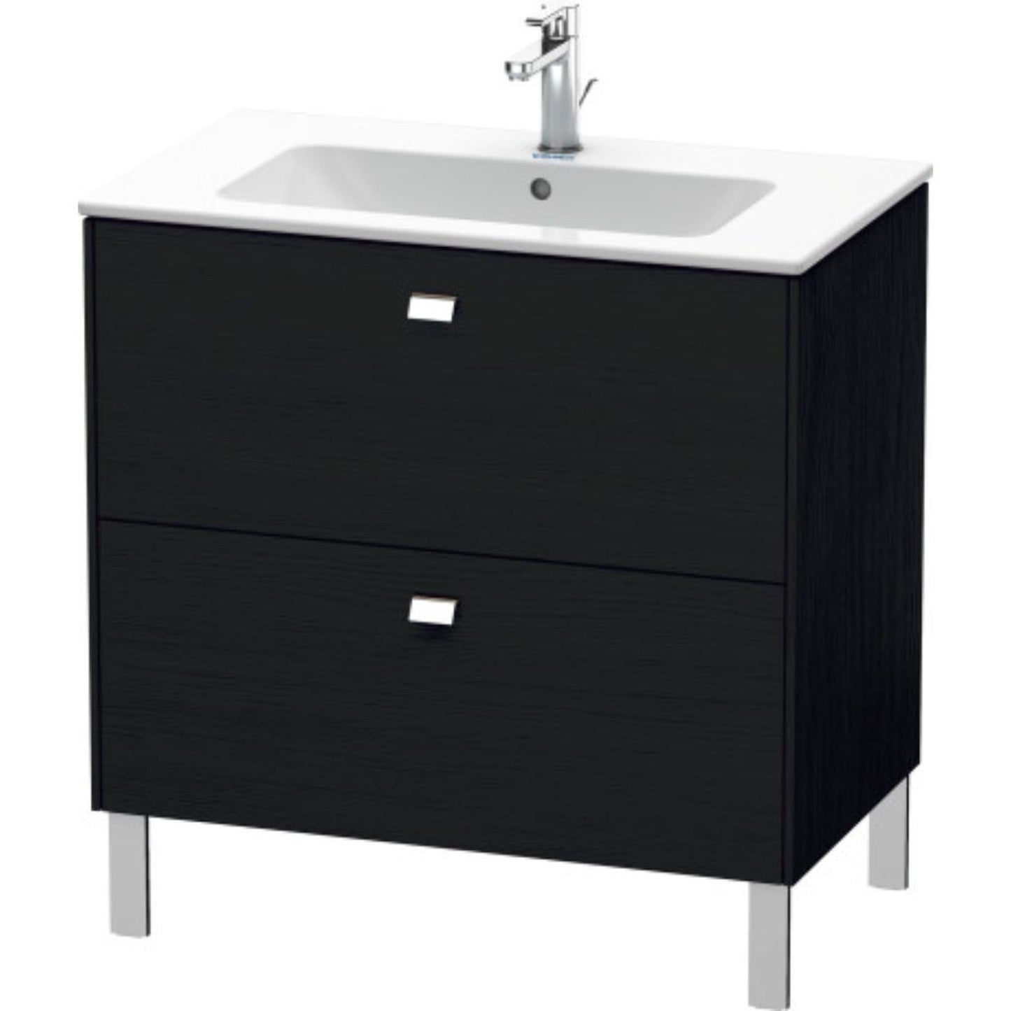 Duravit Brioso 32" x 27" x 19" Two Drawer Floor Standing Vanity Unit in Black Oak and Chrome Handle