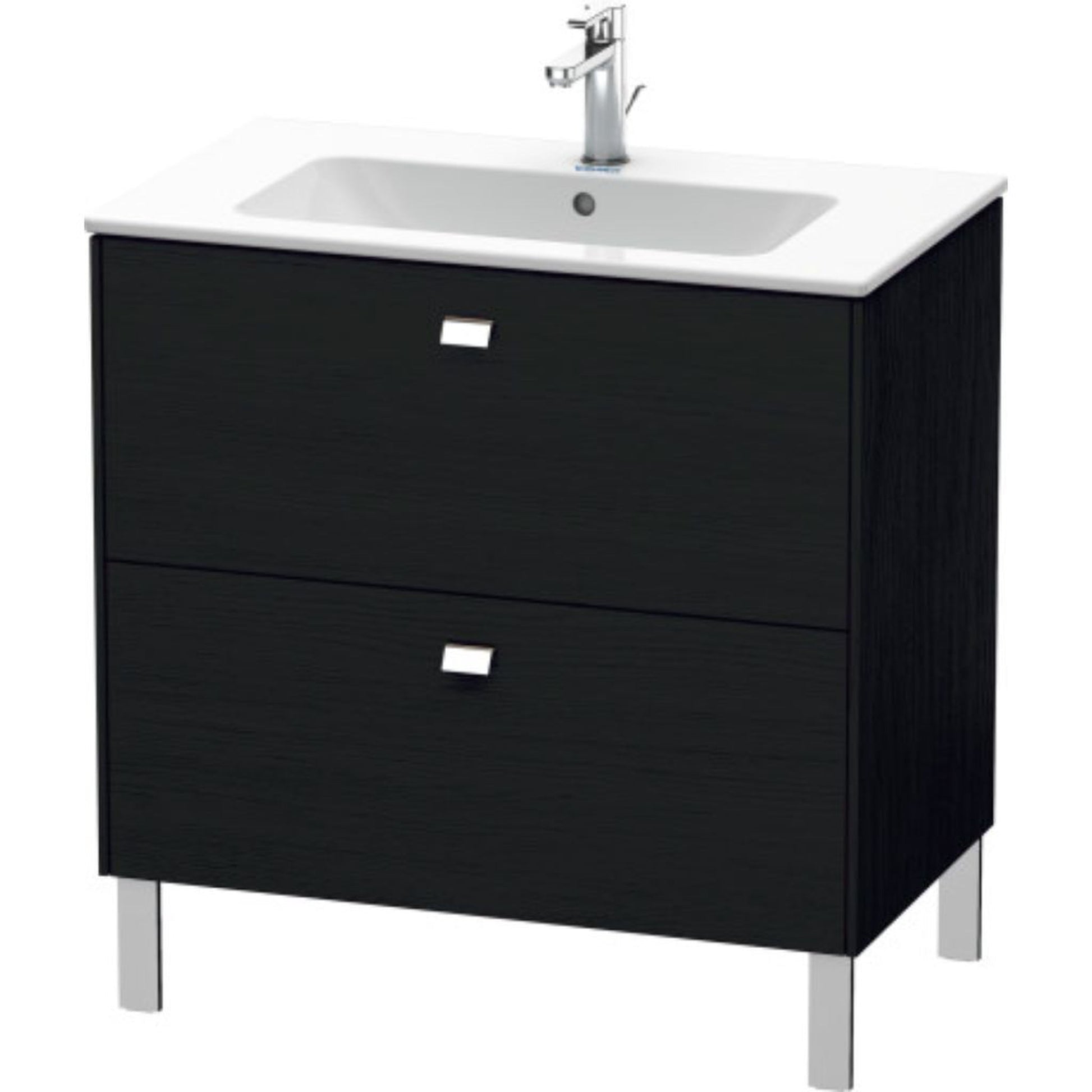 Duravit Brioso 32" x 27" x 19" Two Drawer Floor Standing Vanity Unit in Black Oak and Chrome Handle