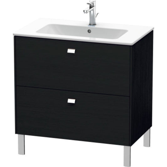Duravit Brioso 32" x 27" x 19" Two Drawer Floor Standing Vanity Unit in Black Oak and Chrome Handle