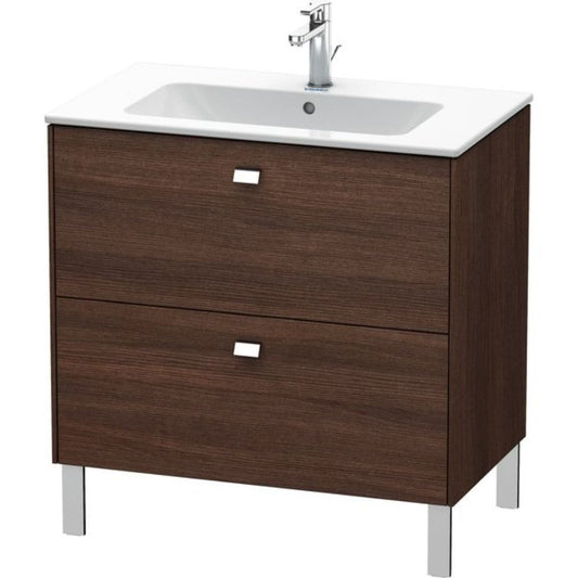Duravit Brioso 32" x 27" x 19" Two Drawer Floor Standing Vanity Unit in Chestnut Dark and Chrome Handle