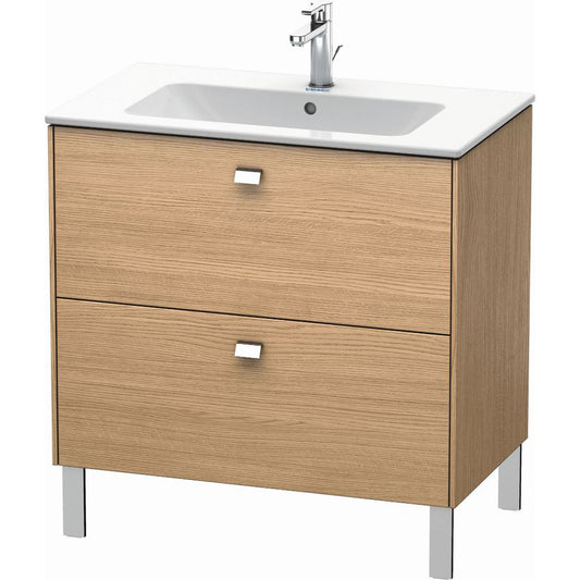 Duravit Brioso 32" x 27" x 19" Two Drawer Floor Standing Vanity Unit in European Oak and Chrome Handle
