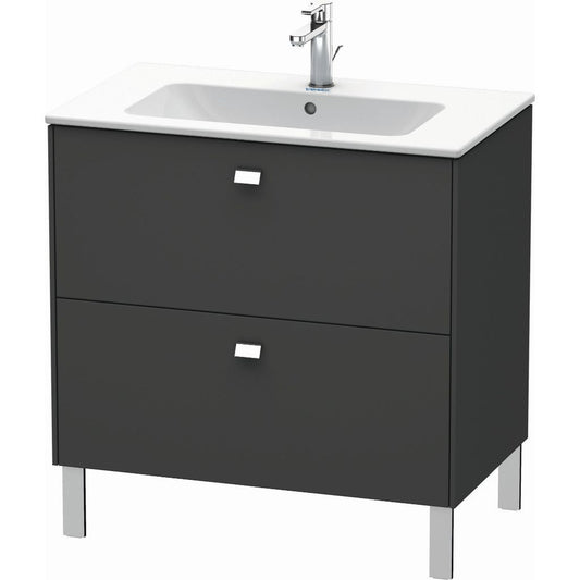 Duravit Brioso 32" x 27" x 19" Two Drawer Floor Standing Vanity Unit in Graphite Matt and Chrome Handle
