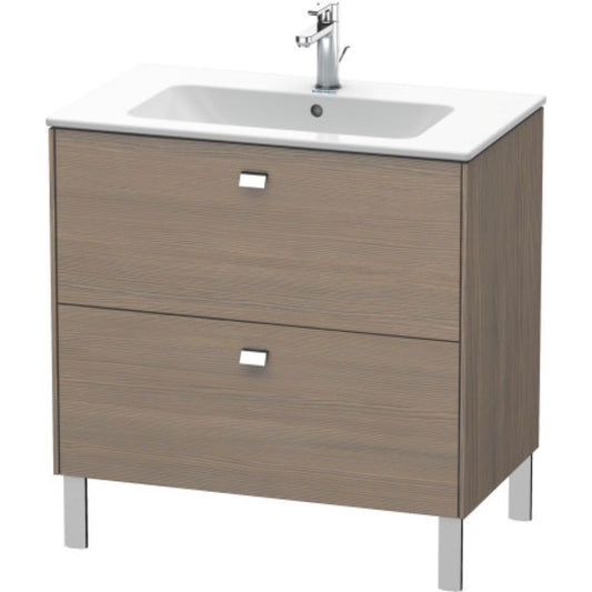 Duravit Brioso 32" x 27" x 19" Two Drawer Floor Standing Vanity Unit in Oak Terra and Chrome Handle