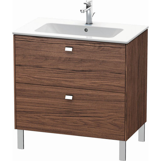 Duravit Brioso 32" x 27" x 19" Two Drawer Floor Standing Vanity Unit in Walnut Dark and Chrome Handle