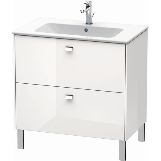 Duravit Brioso 32" x 27" x 19" Two Drawer Floor Standing Vanity Unit in White High Gloss and Chrome Handle