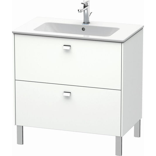 Duravit Brioso 32" x 27" x 19" Two Drawer Floor Standing Vanity Unit in White Matt and Chrome Handle