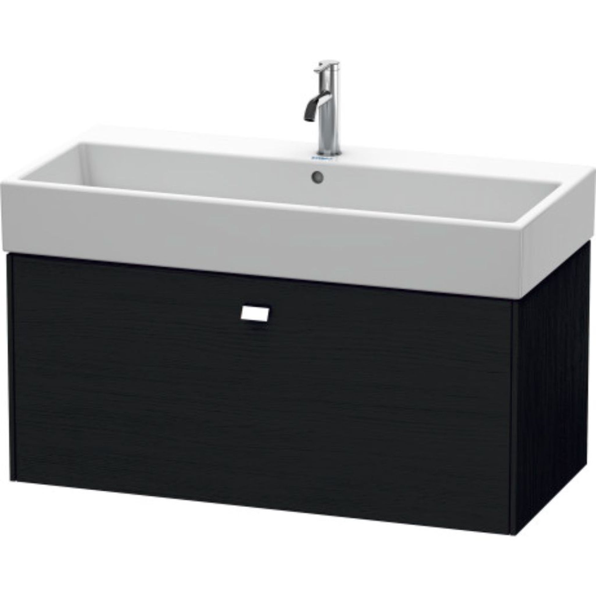 Duravit Brioso 39" x 17" x 18" One Drawer Wall-Mount Vanity Unit in Black Oak and Chrome Handle