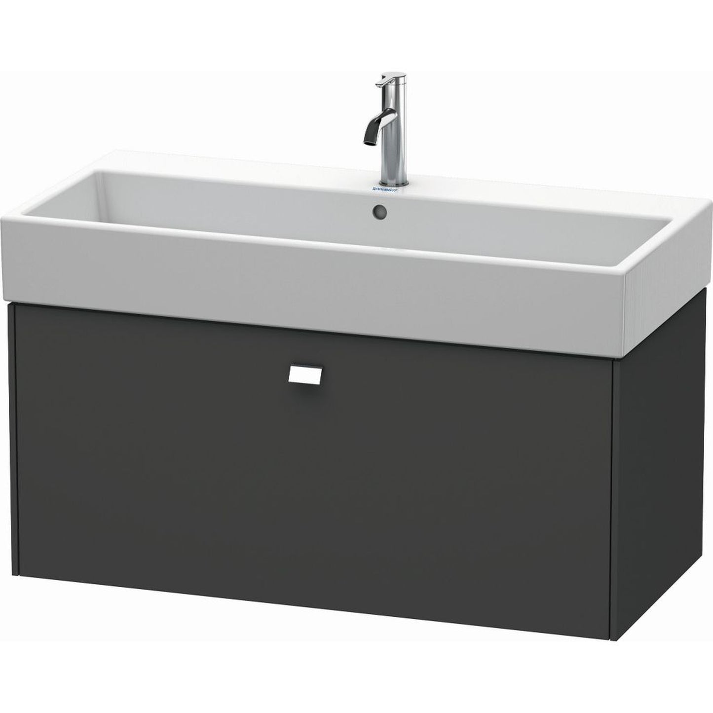 Duravit Brioso 39" x 17" x 18" One Drawer Wall-Mount Vanity Unit in Graphite Matt and Chrome Handle