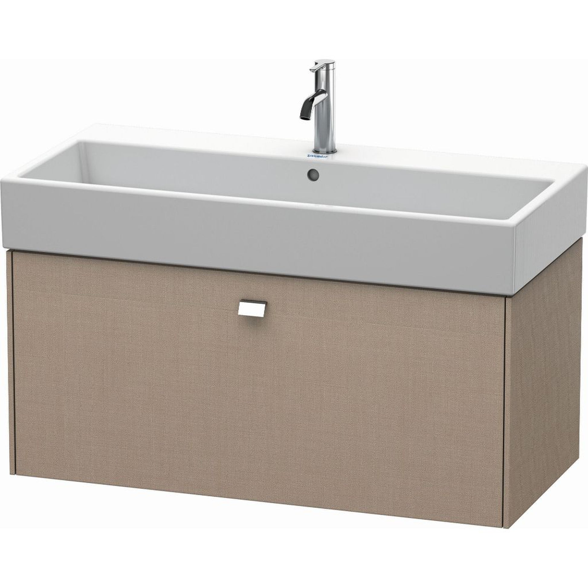 Duravit Brioso 39" x 17" x 18" One Drawer Wall-Mount Vanity Unit in Linen and Chrome Handle