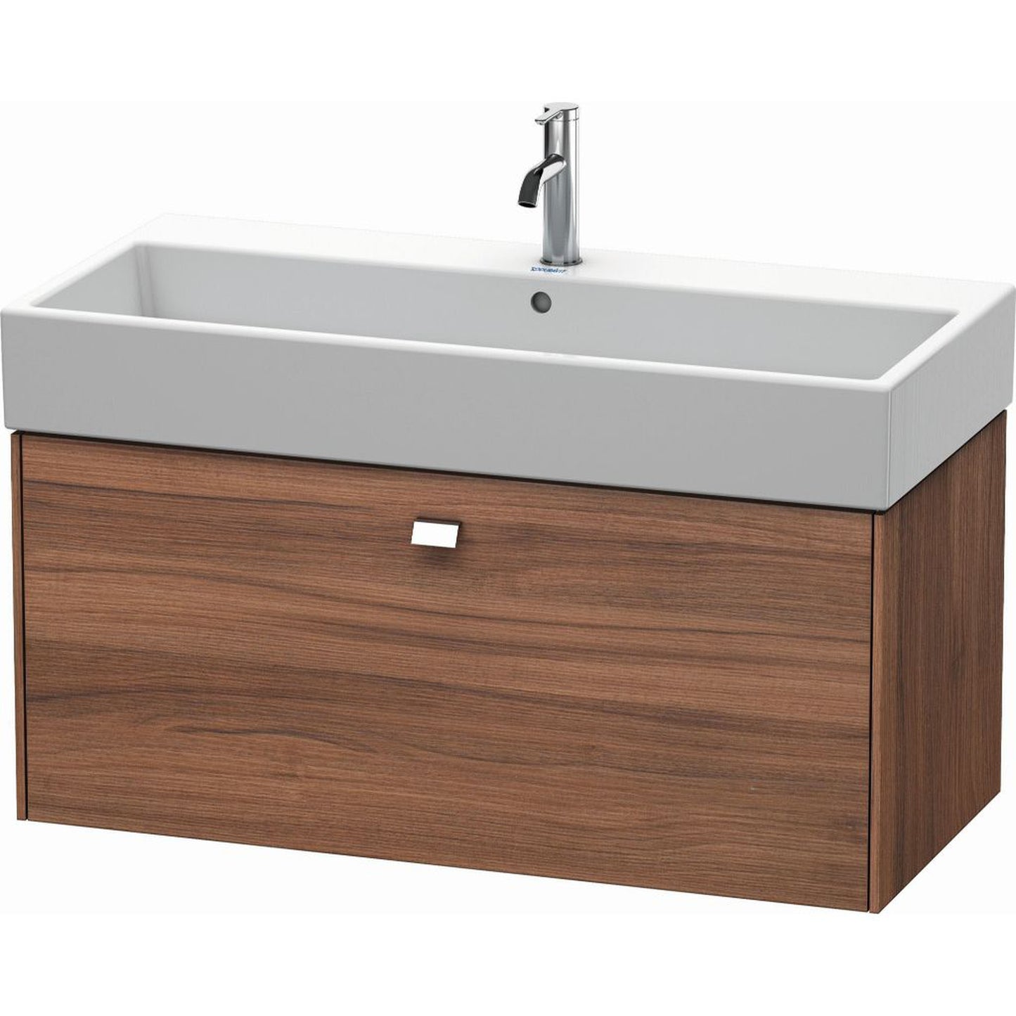 Duravit Brioso 39" x 17" x 18" One Drawer Wall-Mount Vanity Unit in Natural Walnut and Chrome Handle