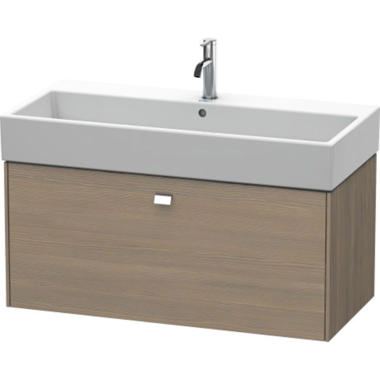 Duravit Brioso 39" x 17" x 18" One Drawer Wall-Mount Vanity Unit in Oak Terra and Chrome Handle