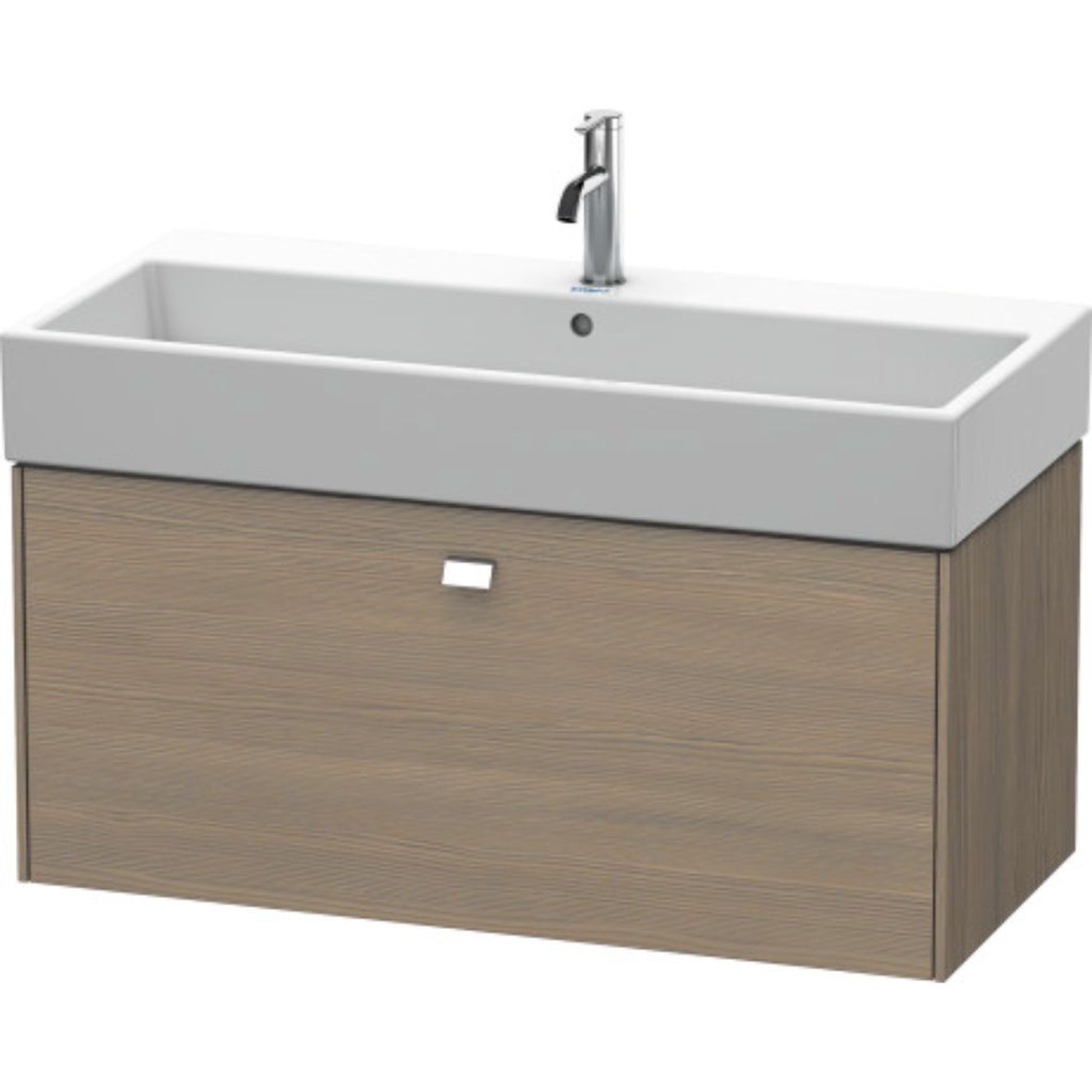 Duravit Brioso 39" x 17" x 18" One Drawer Wall-Mount Vanity Unit in Oak Terra and Chrome Handle