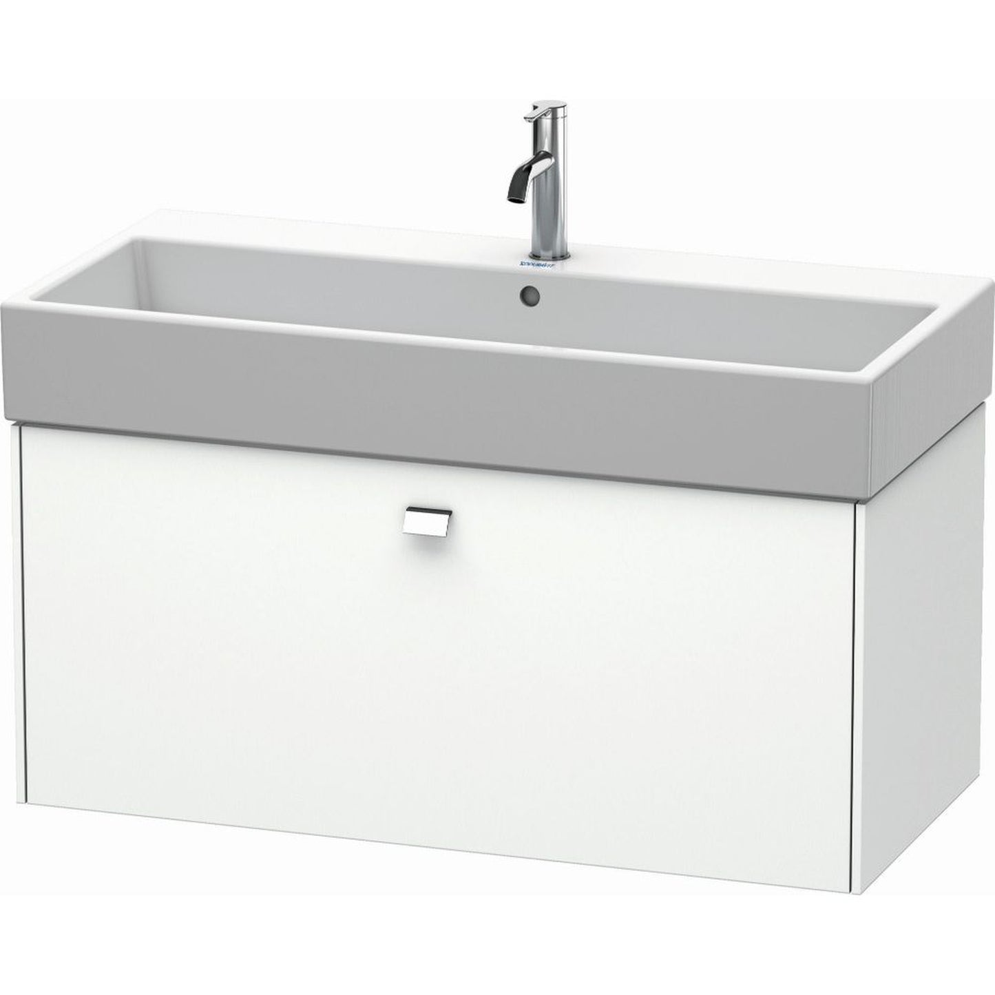 Duravit Brioso 39" x 17" x 18" One Drawer Wall-Mount Vanity Unit in White Matt and Chrome Handle