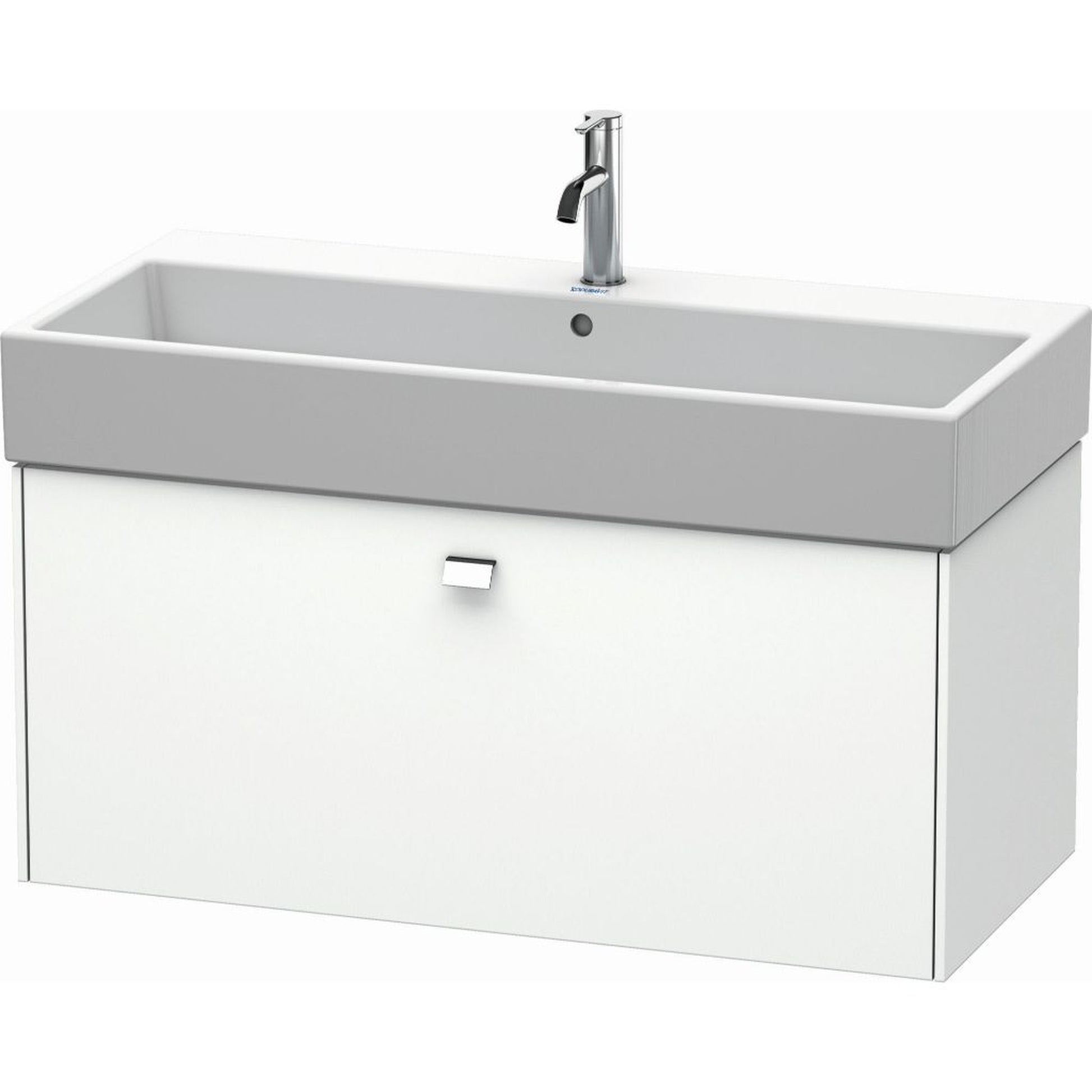 Duravit Brioso 39" x 17" x 18" One Drawer Wall-Mount Vanity Unit in White Matt and Chrome Handle