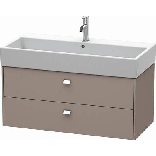 Duravit Brioso 39" x 17" x 18" Two Drawer Wall-Mount Vanity Unit in Basalt Matt and Chrome Handle