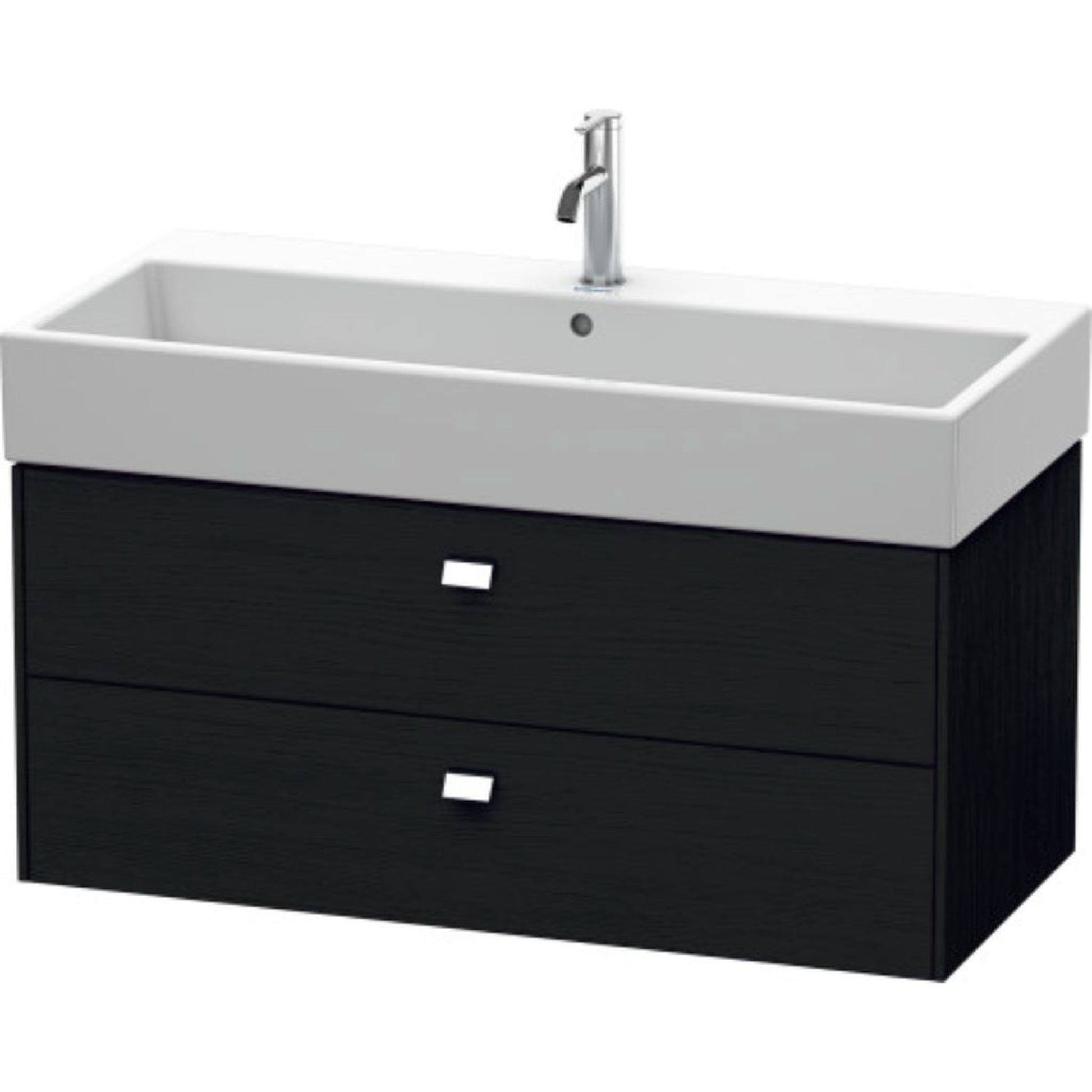 Duravit Brioso 39" x 17" x 18" Two Drawer Wall-Mount Vanity Unit in Black Oak and Chrome Handle