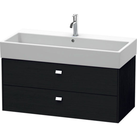 Duravit Brioso 39" x 17" x 18" Two Drawer Wall-Mount Vanity Unit in Black Oak and Chrome Handle