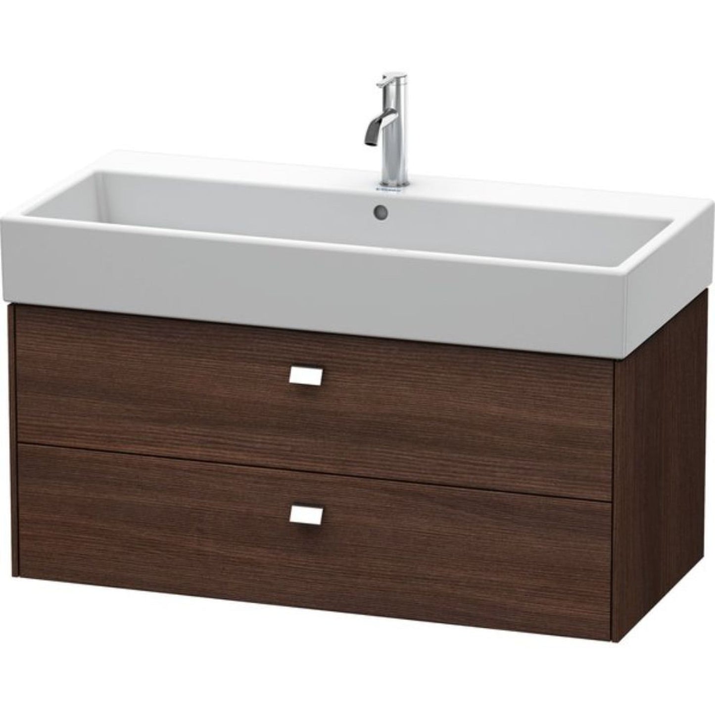 Duravit Brioso 39" x 17" x 18" Two Drawer Wall-Mount Vanity Unit in Chestnut Dark and Chrome Handle