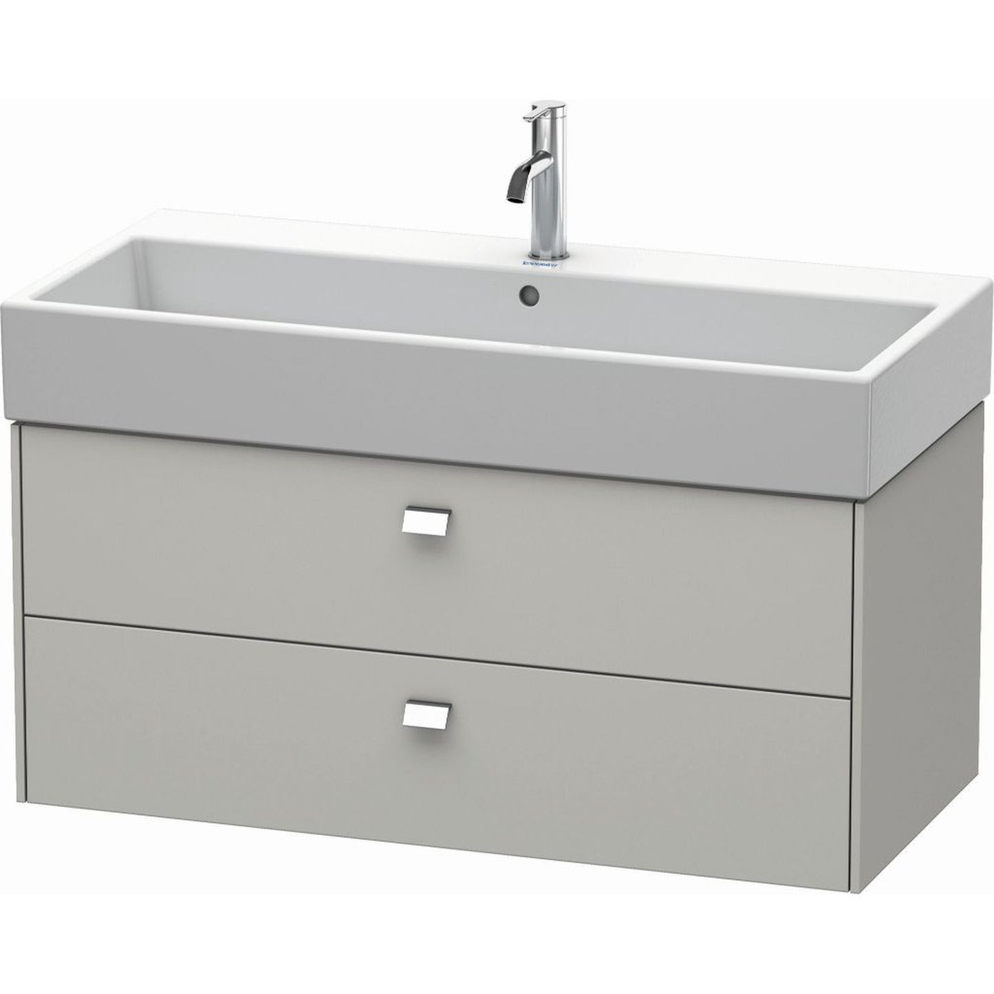 Duravit Brioso 39" x 17" x 18" Two Drawer Wall-Mount Vanity Unit in Concrete Grey Matt and Chrome Handle