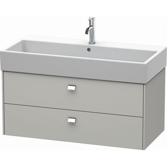 Duravit Brioso 39" x 17" x 18" Two Drawer Wall-Mount Vanity Unit in Concrete Grey Matt and Chrome Handle