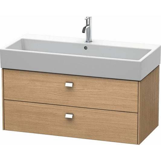 Duravit Brioso 39" x 17" x 18" Two Drawer Wall-Mount Vanity Unit in European Oak and Chrome Handle