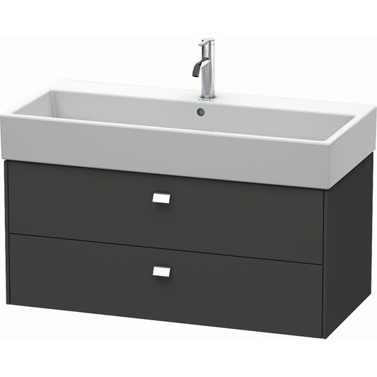 Duravit Brioso 39" x 17" x 18" Two Drawer Wall-Mount Vanity Unit in Graphite Matt and Chrome Handle