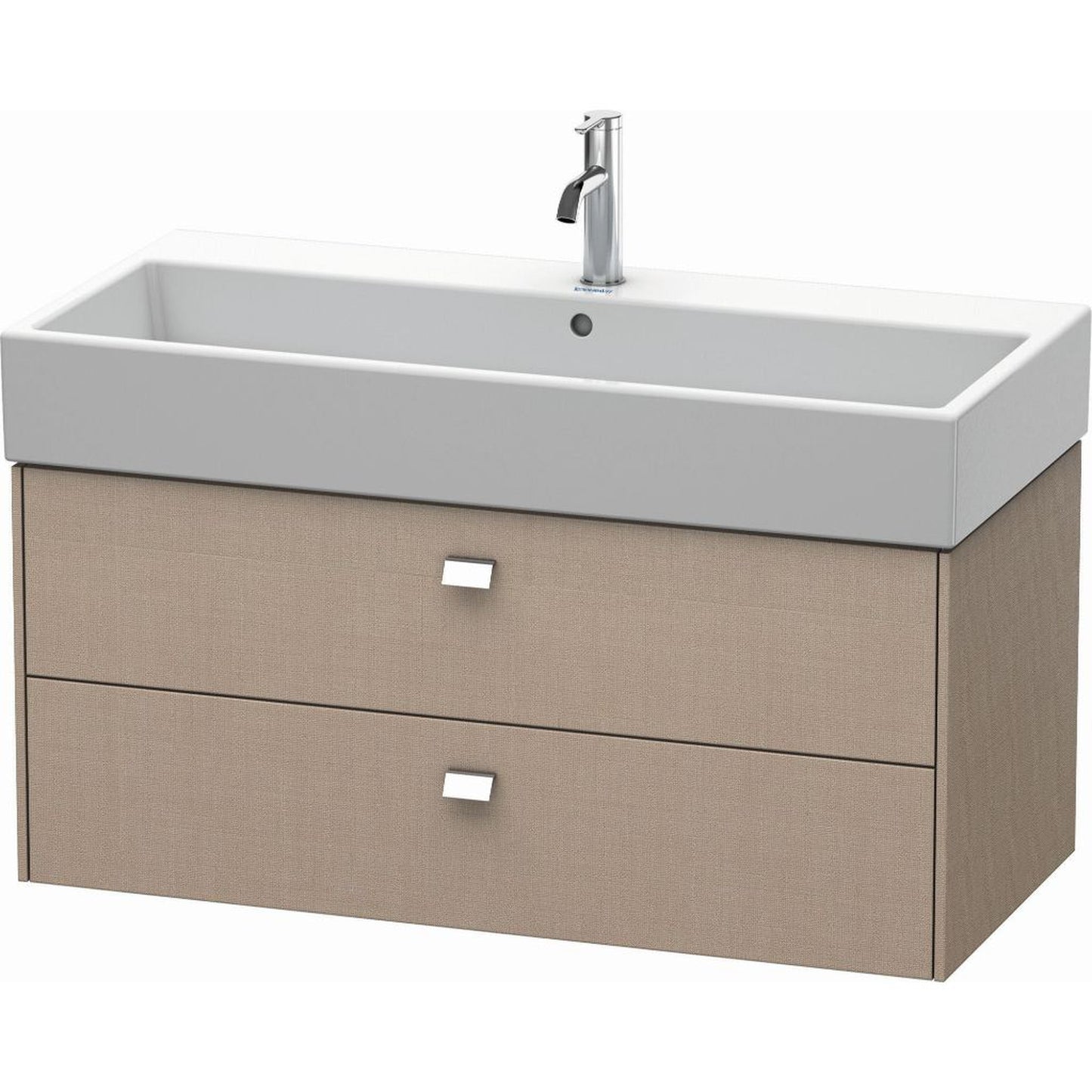 Duravit Brioso 39" x 17" x 18" Two Drawer Wall-Mount Vanity Unit in Linen and Chrome Handle