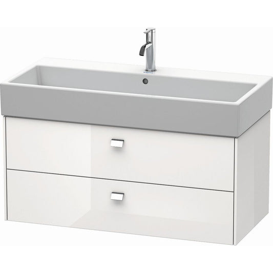 Duravit Brioso 39" x 17" x 18" Two Drawer Wall-Mount Vanity Unit in White High Gloss and Chrome Handle