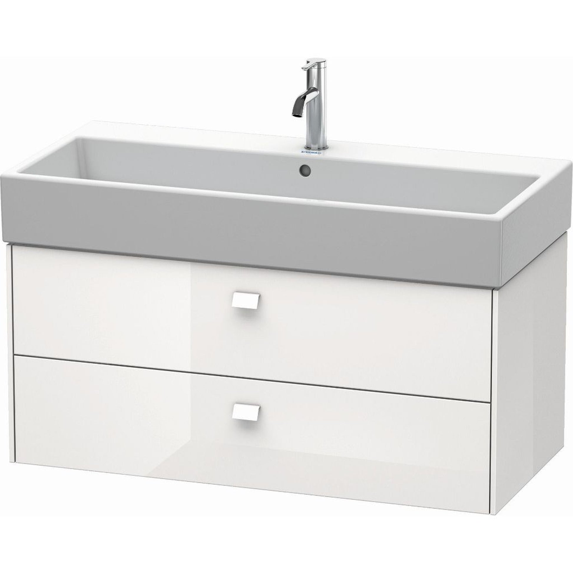 Duravit Brioso 39" x 17" x 18" Two Drawer Wall-Mount Vanity Unit in White High Gloss