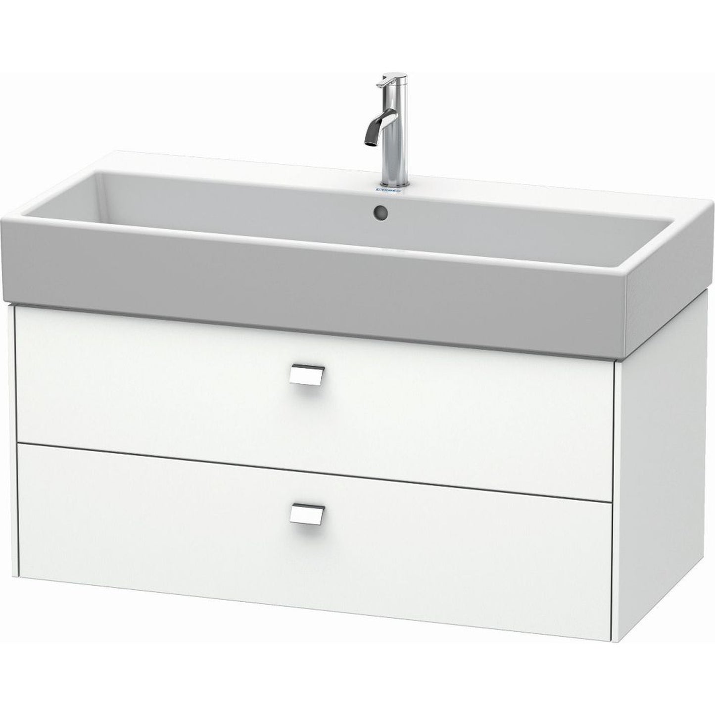 Duravit Brioso 39" x 17" x 18" Two Drawer Wall-Mount Vanity Unit in White Matt and Chrome Handle