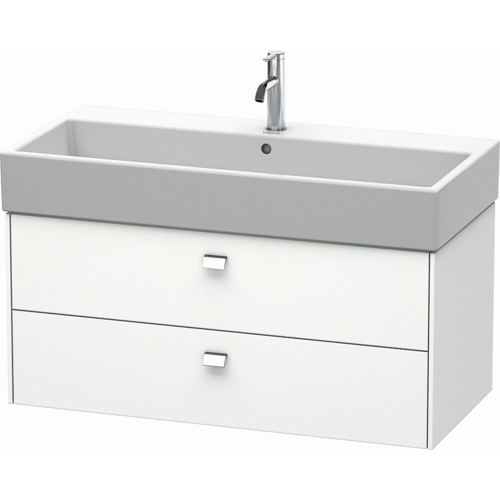 Duravit Brioso 39" x 17" x 18" Two Drawer Wall-Mount Vanity Unit in White Matt and Chrome Handle