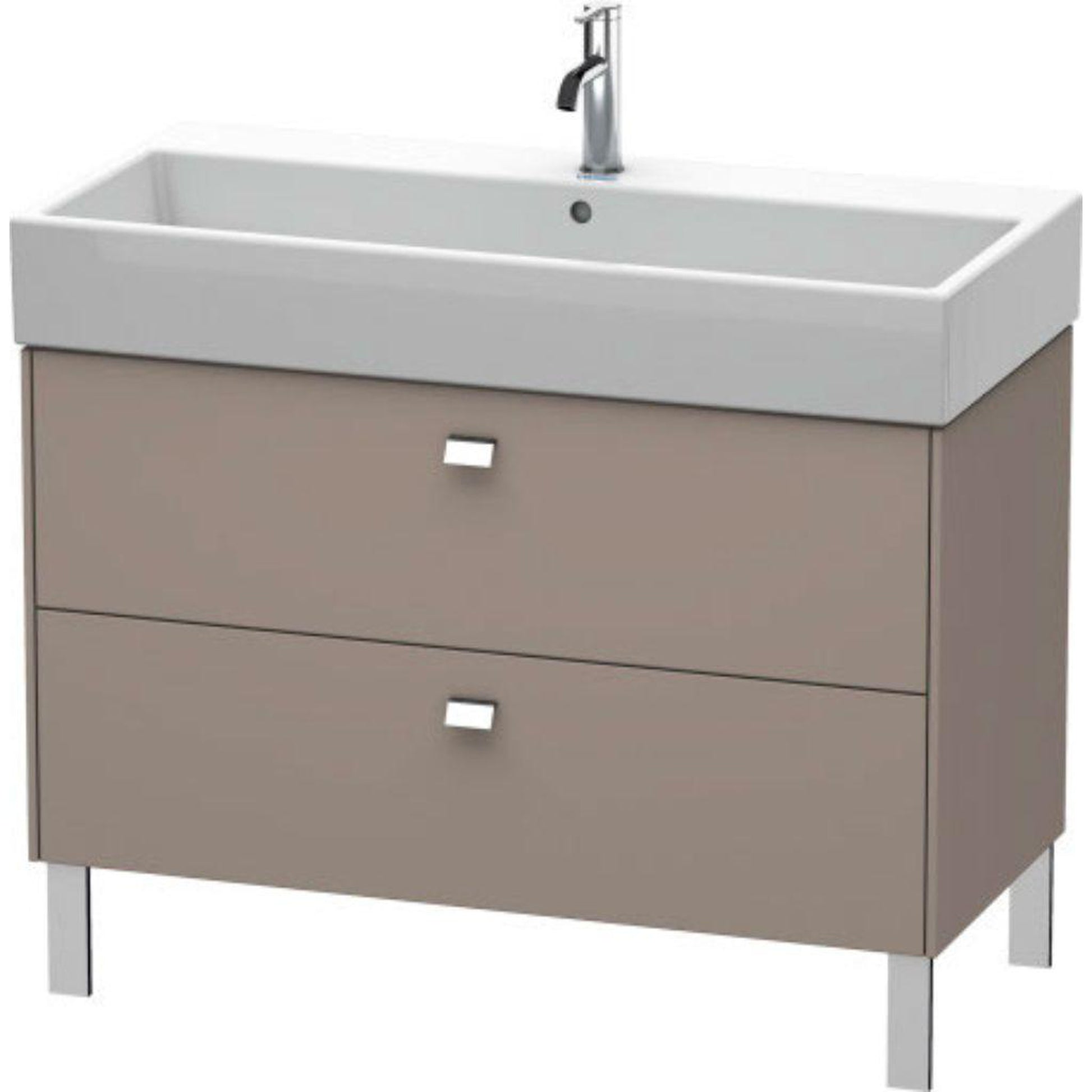 Duravit Brioso 39" x 22" x 18" Two Drawer Floor Standing Vanity Unit in Basalt Matt and Chrome Handle