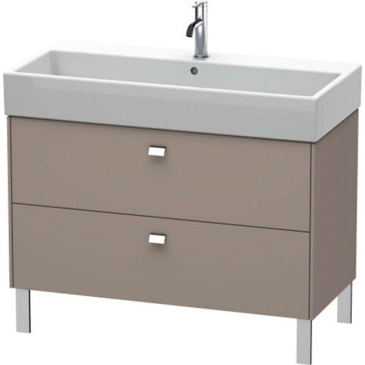Duravit Brioso 39" x 22" x 18" Two Drawer Floor Standing Vanity Unit in Basalt Matt and Chrome Handle
