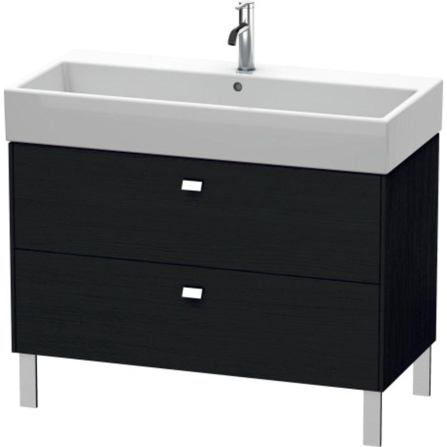 Duravit Brioso 39" x 22" x 18" Two Drawer Floor Standing Vanity Unit in Black Oak and Chrome Handle