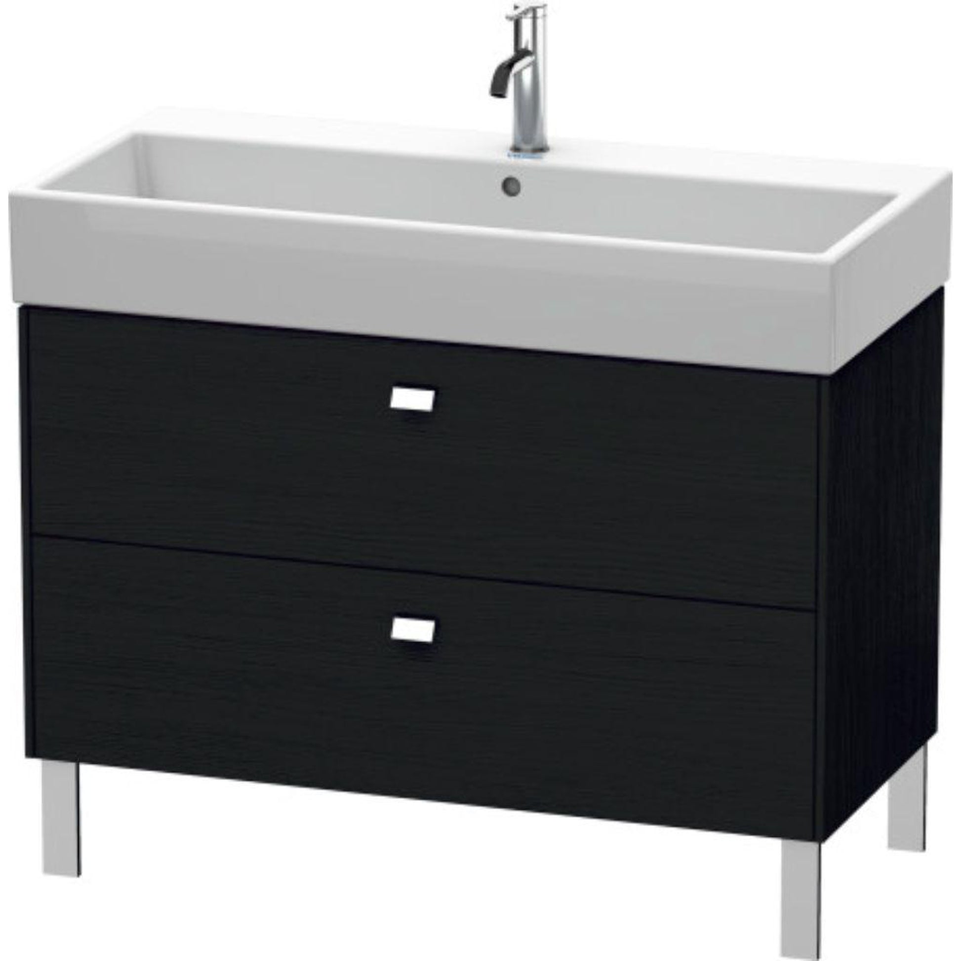 Duravit Brioso 39" x 22" x 18" Two Drawer Floor Standing Vanity Unit in Black Oak and Chrome Handle