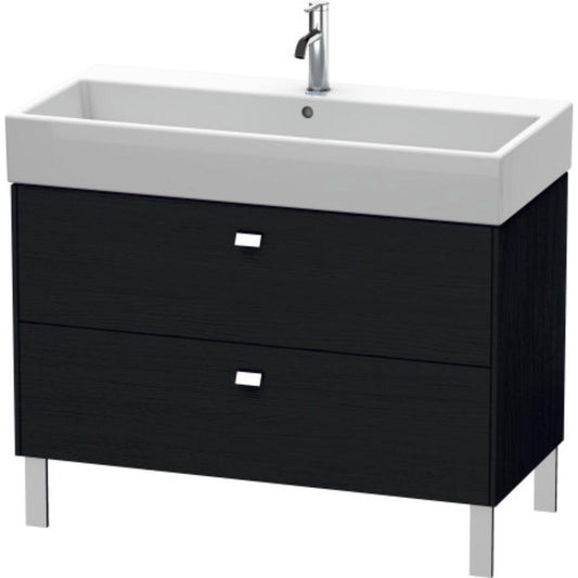 Duravit Brioso 39" x 22" x 18" Two Drawer Floor Standing Vanity Unit in Black Oak and Chrome Handle