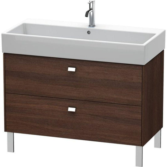 Duravit Brioso 39" x 22" x 18" Two Drawer Floor Standing Vanity Unit in Chestnut Dark and Chrome Handle