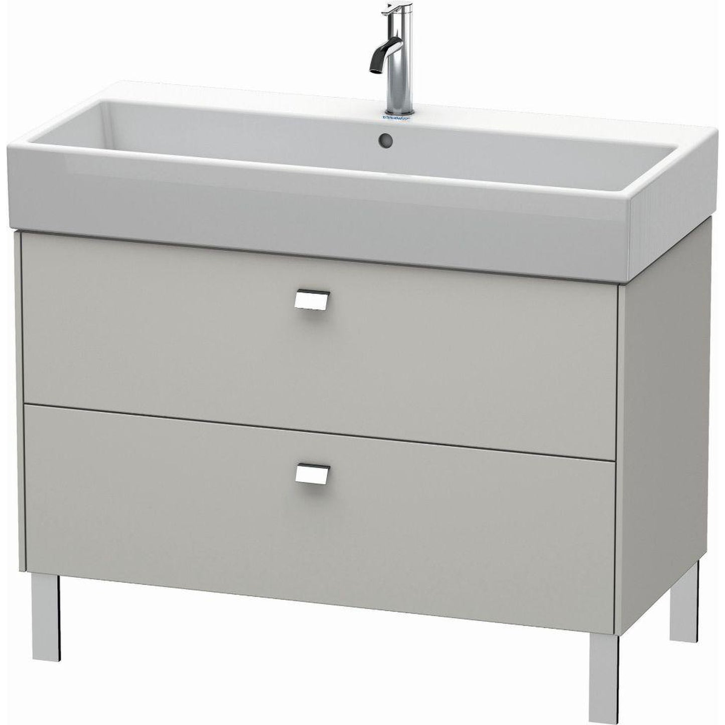 Duravit Brioso 39" x 22" x 18" Two Drawer Floor Standing Vanity Unit in Concrete Grey Matt and Chrome Handle