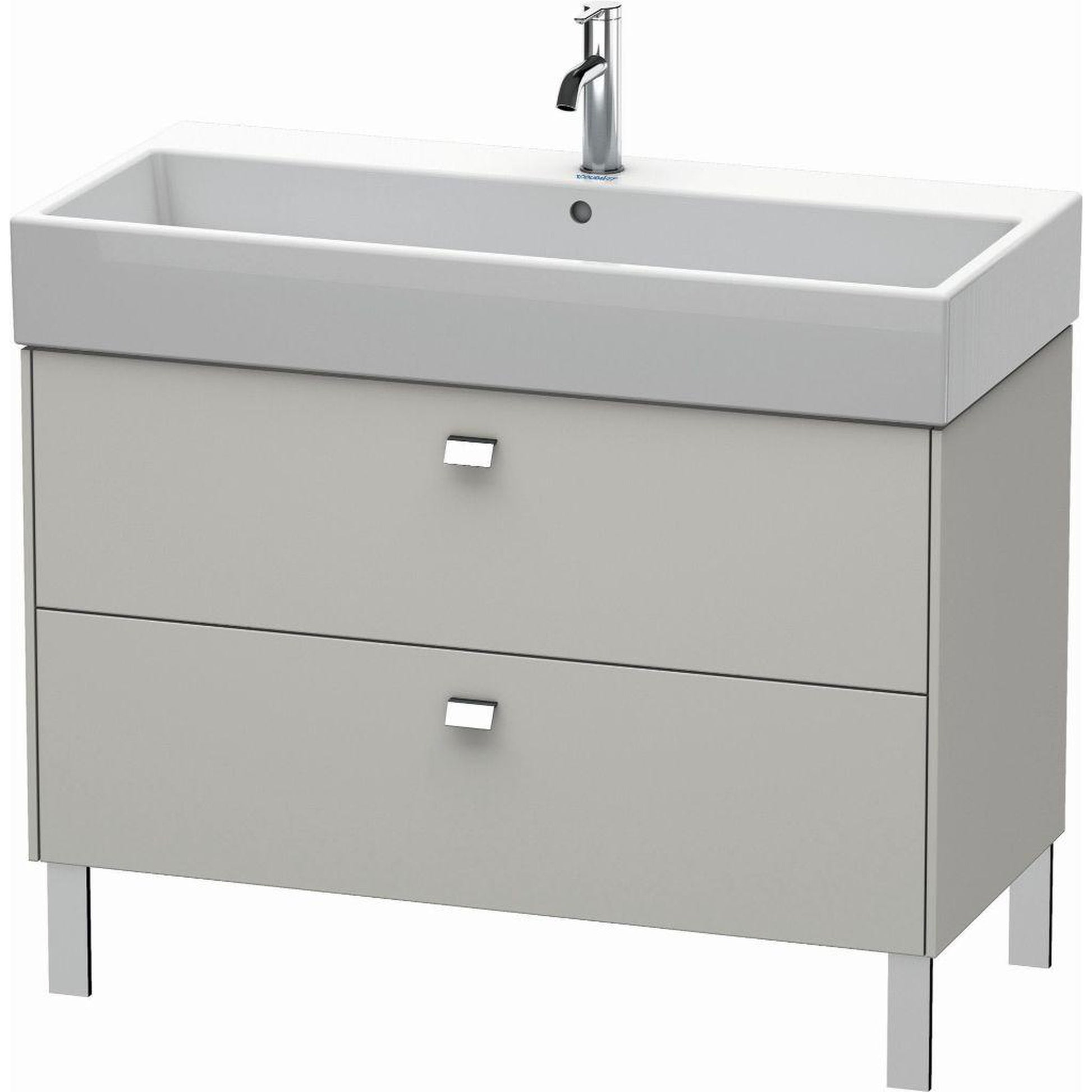 Duravit Brioso 39" x 22" x 18" Two Drawer Floor Standing Vanity Unit in Concrete Grey Matt and Chrome Handle