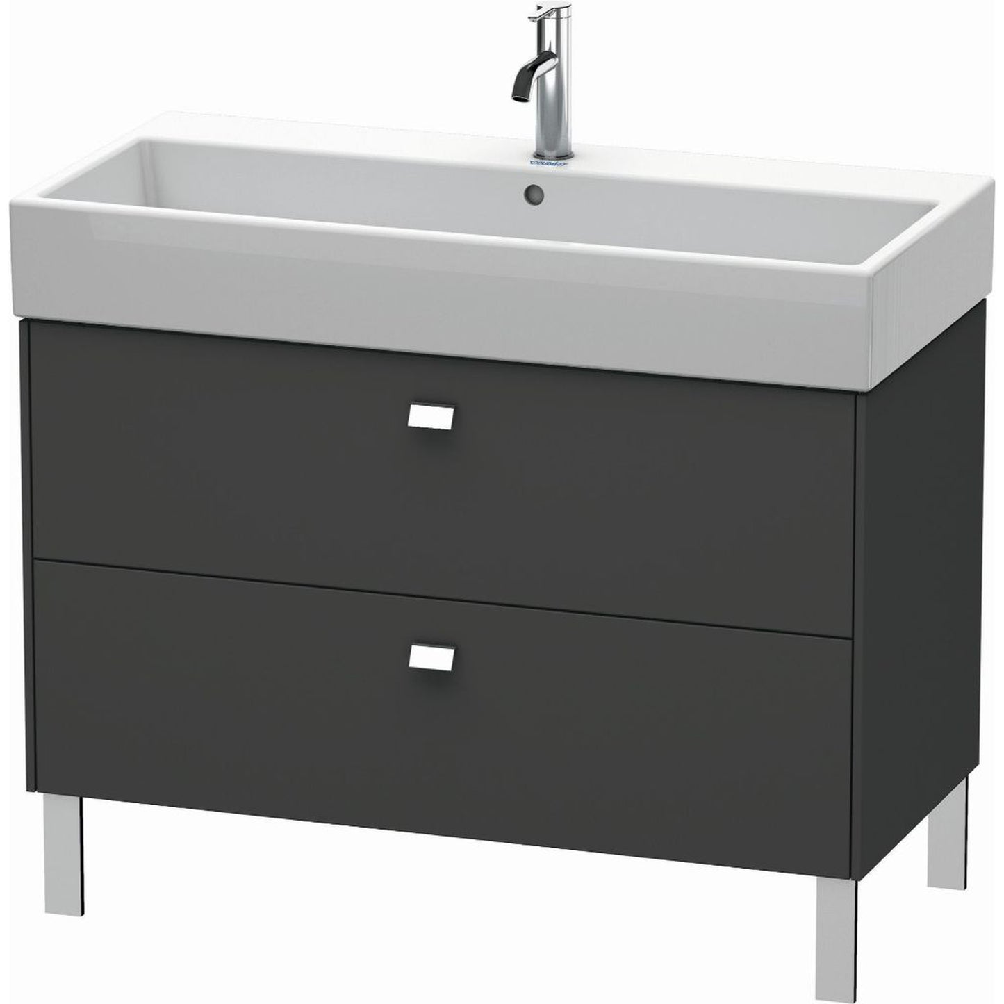 Duravit Brioso 39" x 22" x 18" Two Drawer Floor Standing Vanity Unit in Graphite Matt and Chrome Handle