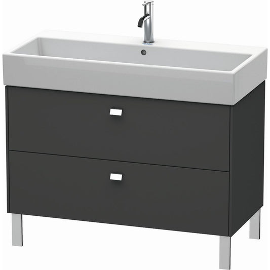 Duravit Brioso 39" x 22" x 18" Two Drawer Floor Standing Vanity Unit in Graphite Matt and Chrome Handle
